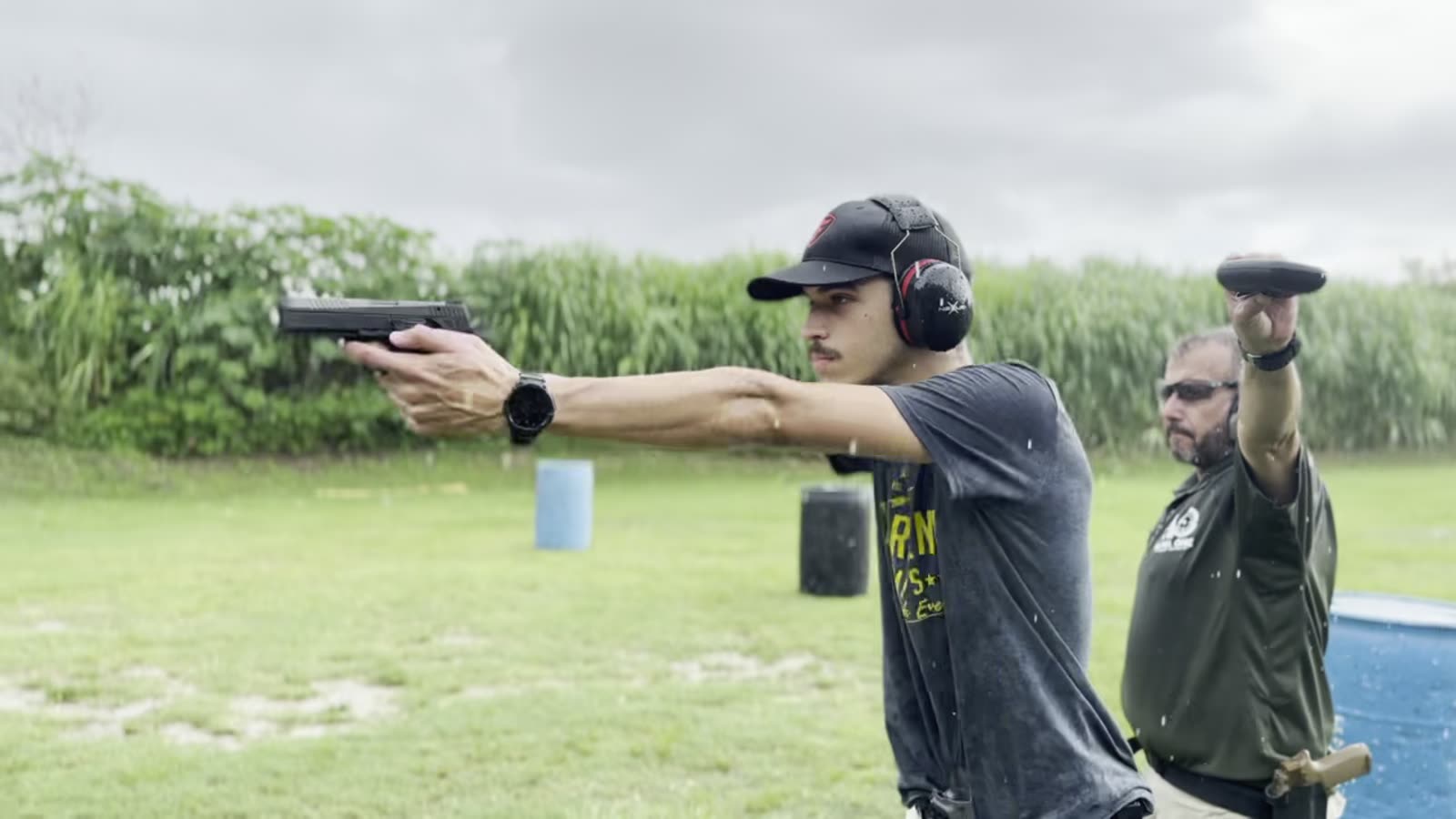 One-on-one pistol coaching on the range